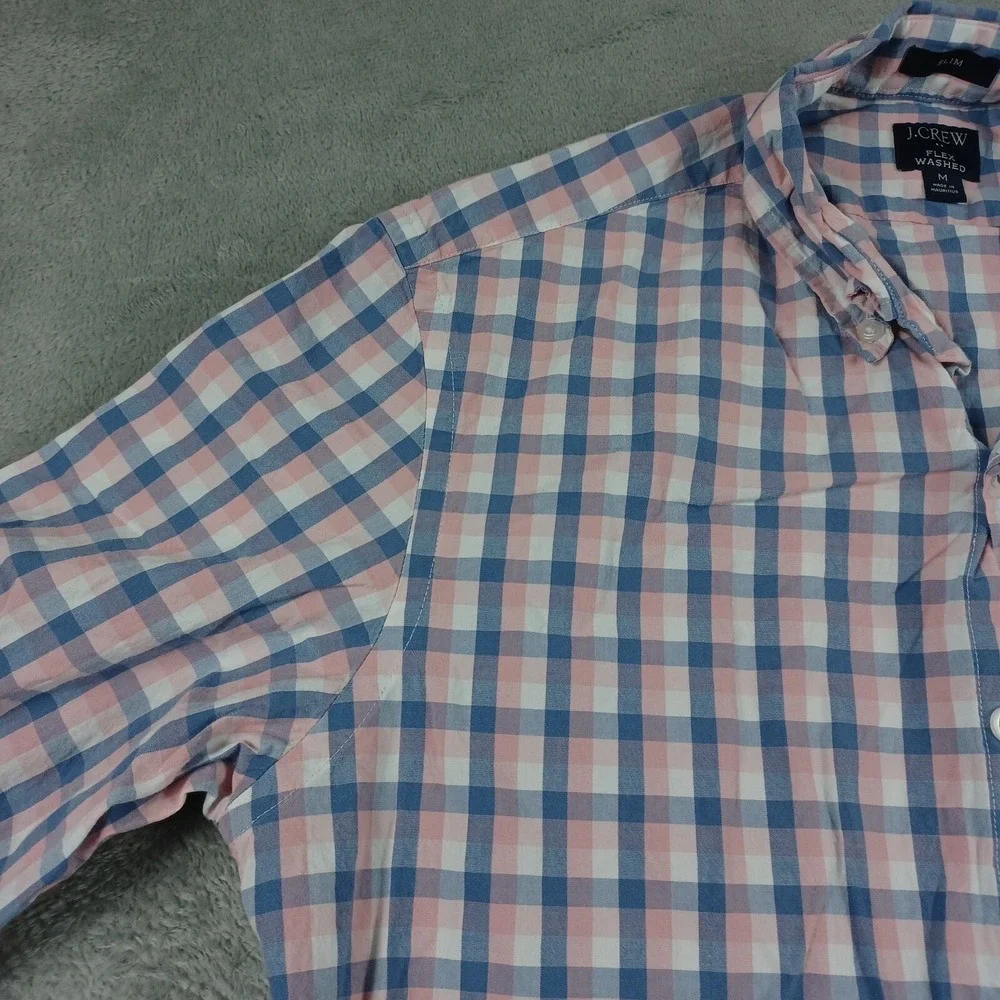J Crew Shirt Mens Medium Blue Plaid Slim Fit Button Down‎ Preppy Modern